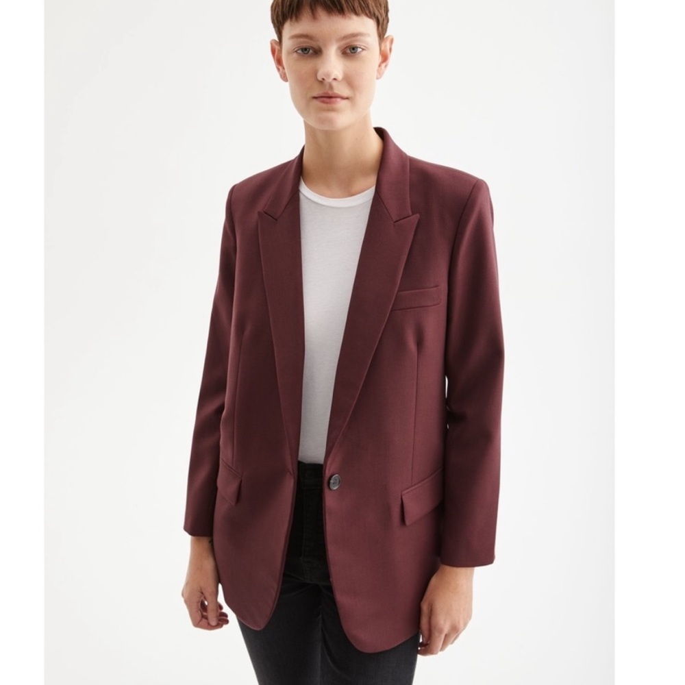 Nili Lotan Diane Blazer Burgundy Maroon